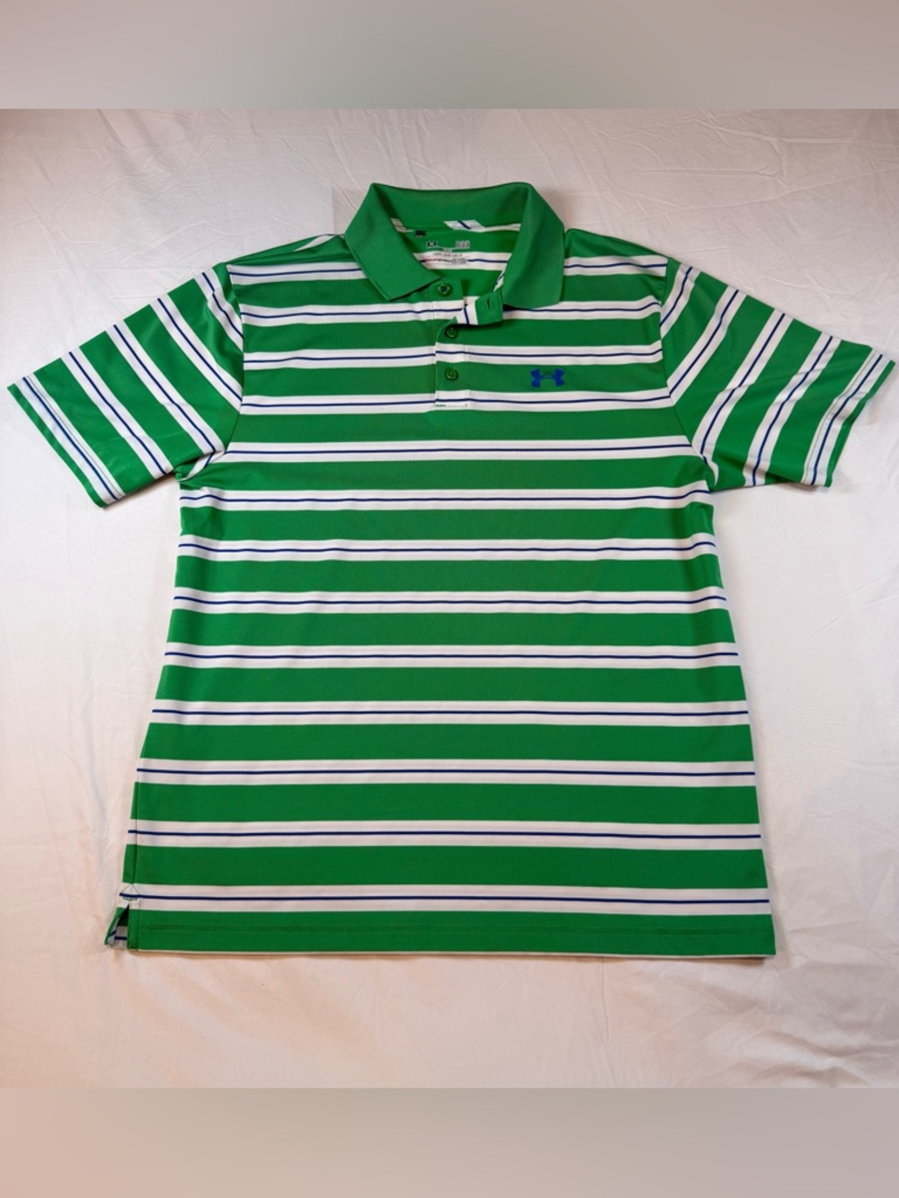 Under Armour HeatGear Striped Polo Shirt – Men’s Large (Loose Fit)
